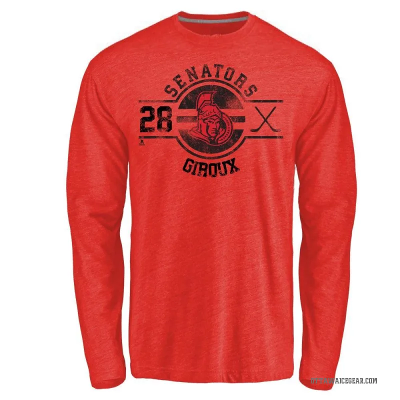 Claude Giroux Men's Red Ottawa Senators Insignia Long Sleeve T-Shirt -