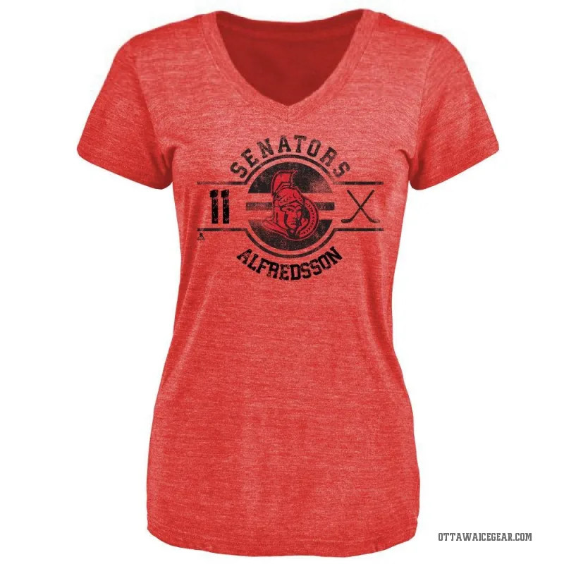 Daniel Alfredsson Women's Red Ottawa Senators Insignia T-Shirt -