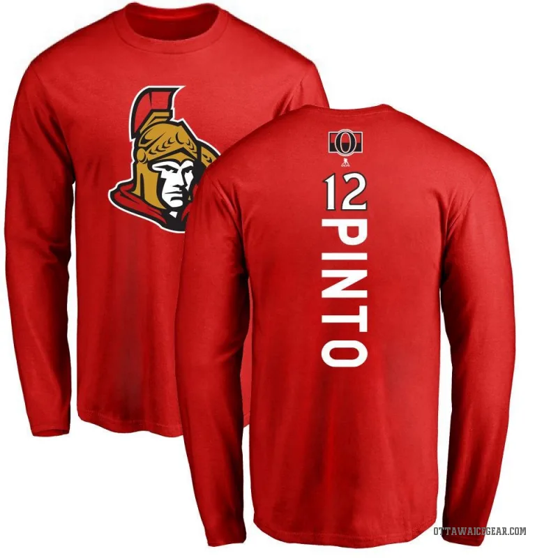 Shane Pinto Men's Red Ottawa Senators Backer Long Sleeve T-Shirt -